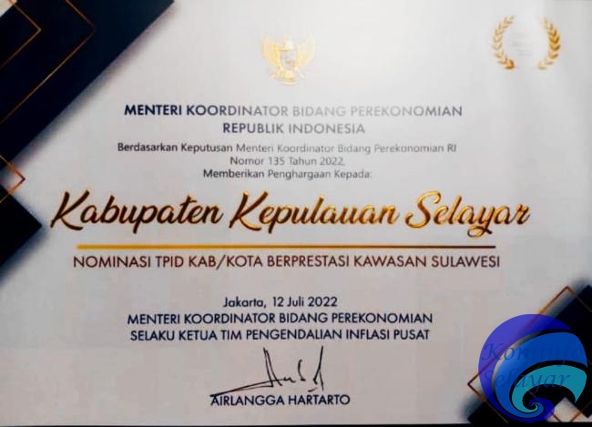 Pemkab Selayar Masuk Nominasi TPID Kota Beprestasi Kawasan Sulawesi